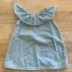 Denim chambray ruffle dress